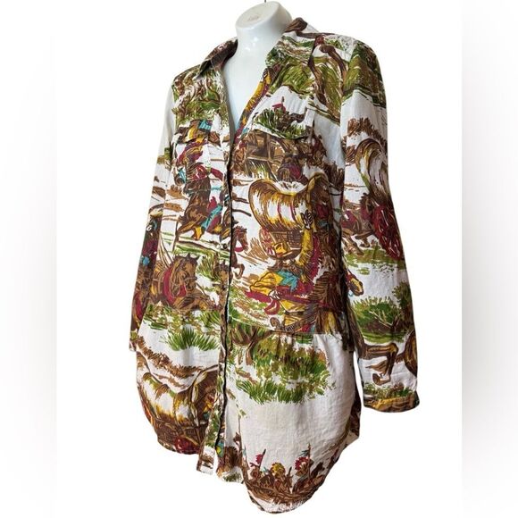 Tasha Polizzi Western Button Down Tunic Top - Picture 1 of 7